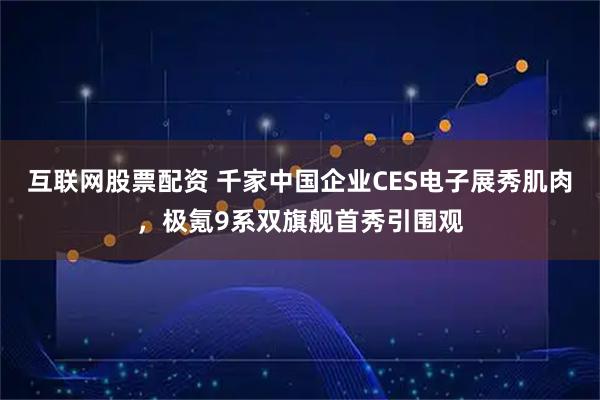 互联网股票配资 千家中国企业CES电子展秀肌肉，极氪9系双旗舰首秀引围观